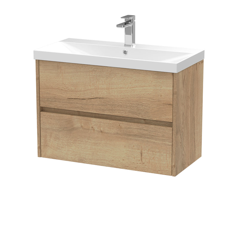 Nuie Havana Wall Hung Vanity Unit with Thin Edge Basin - Autumn Oak 800mm