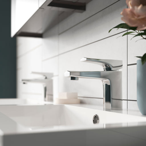Nuie Hardy Chrome Mono Basin Mixer with Push Button Waste lifestyle image 1