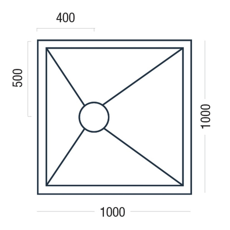 Essential Pro Deck 1000x1000mm dimensions (P6821930)