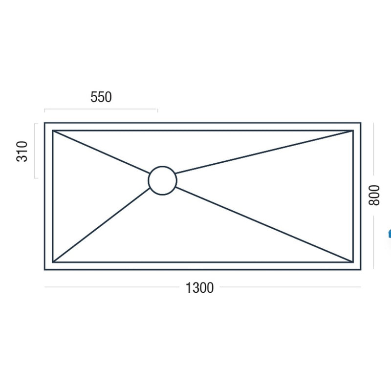 Essential Pro Deck 1300x800mm dimensions (P6821932)