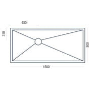 Essential Pro Deck 1500x800mm dimensions (P6821933)