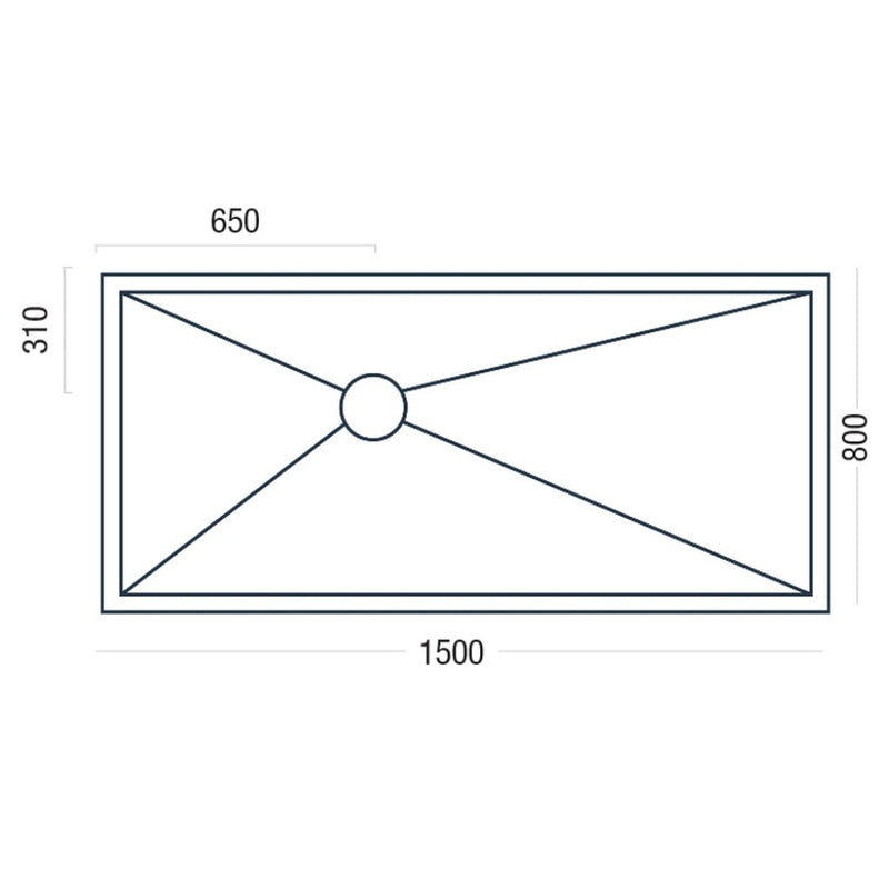 Essential Pro Deck 1500x800mm dimensions (P6821933)