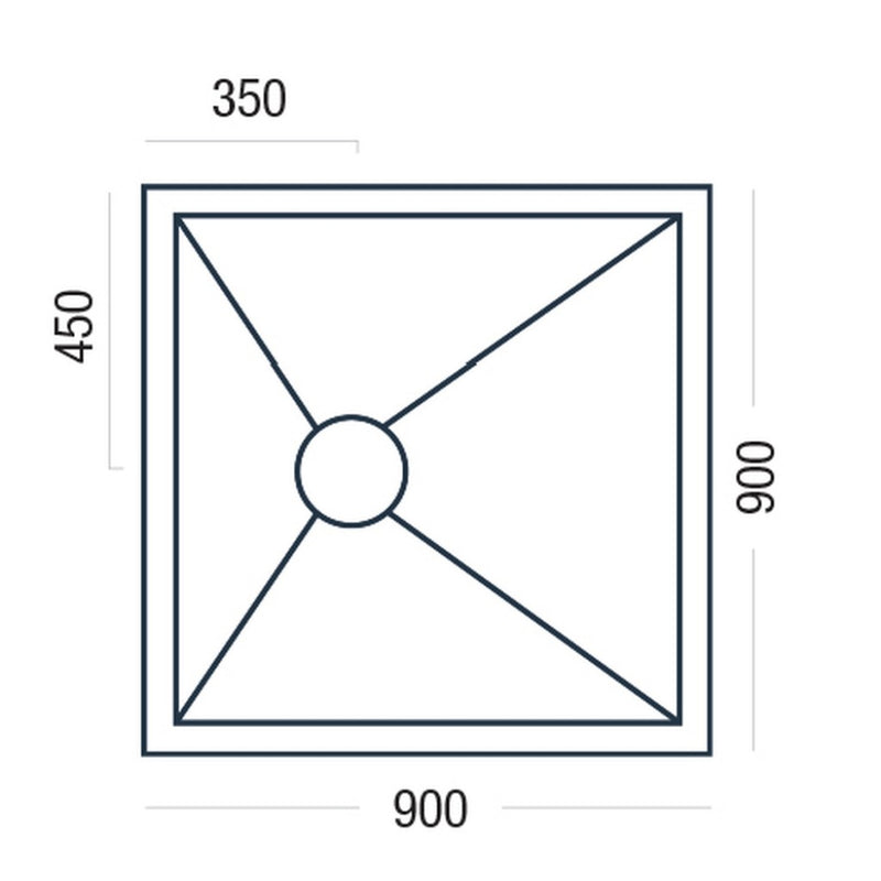 Essential Pro Deck 900x900mm dimensions (P6821934)