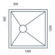 Essential Pro Deck 1200x1200mm dimensions (P6821936)
