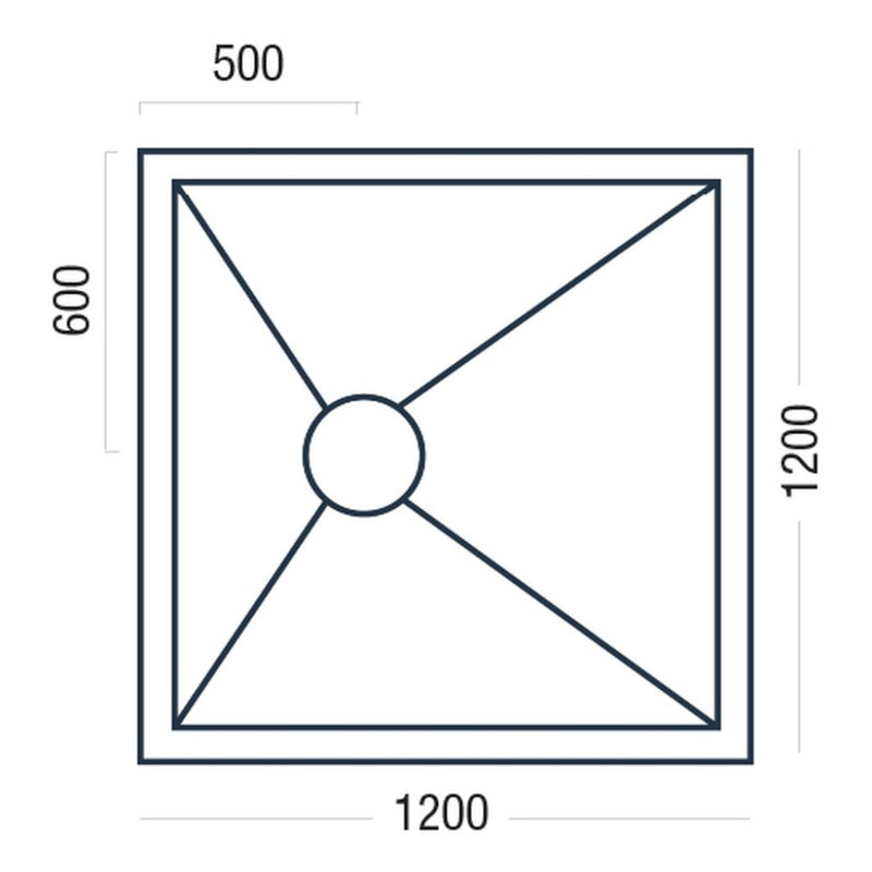 Essential Pro Deck 1200x1200mm dimensions (P6821936)