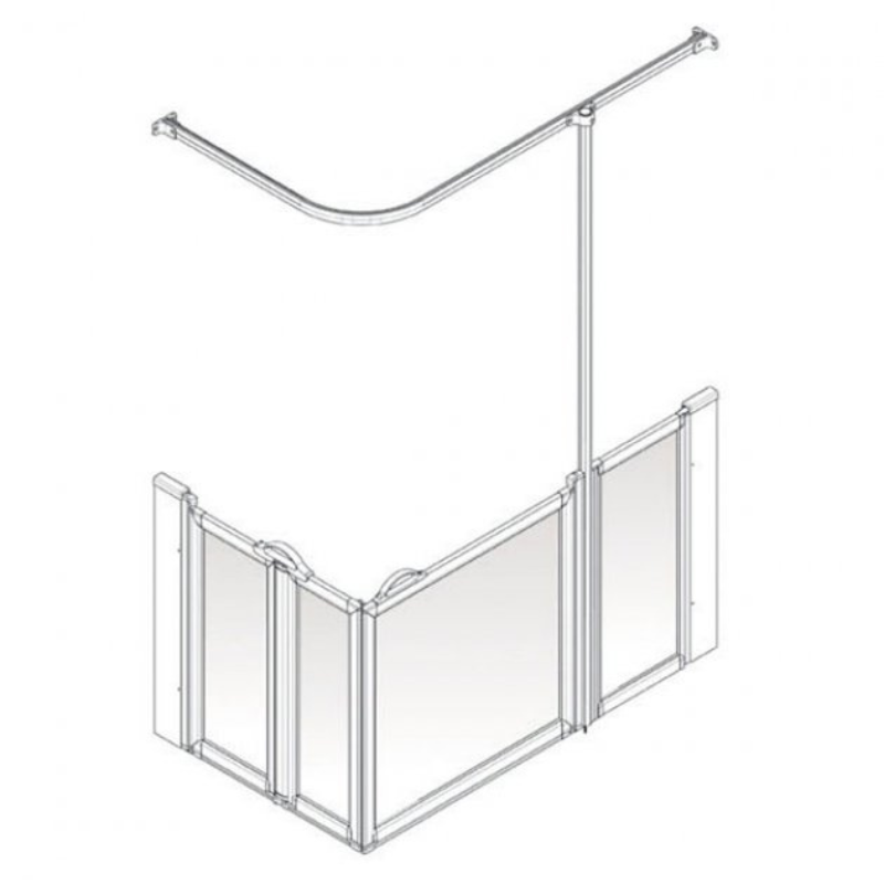 AKW Option B Shower Screens 1200x700mm Left Hand - 750mm High (91007L)