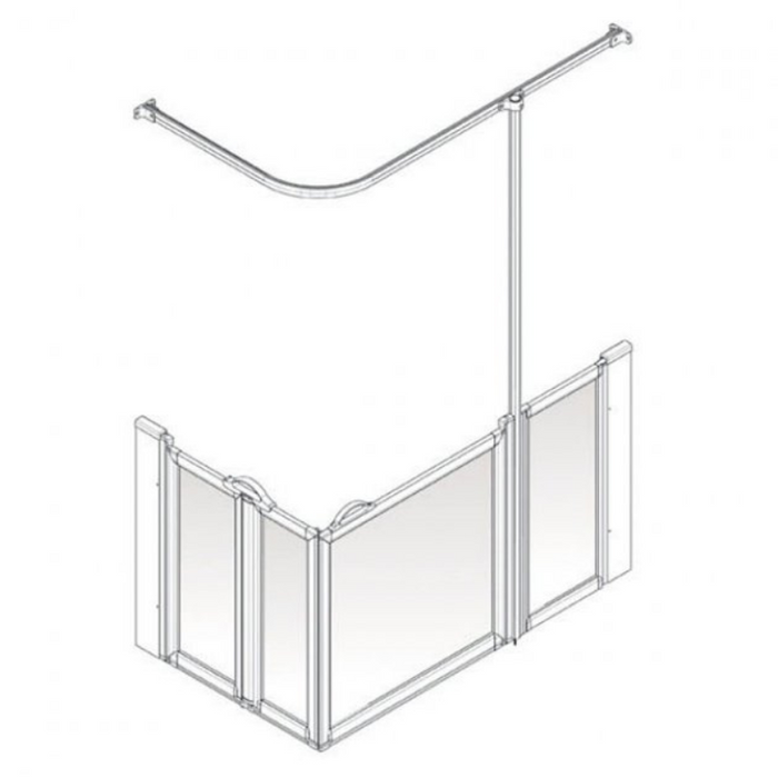 AKW Silverdale Option B Shower Screens 1420x700mm Left Hand - 900mm High - Frosted (91015LSF)