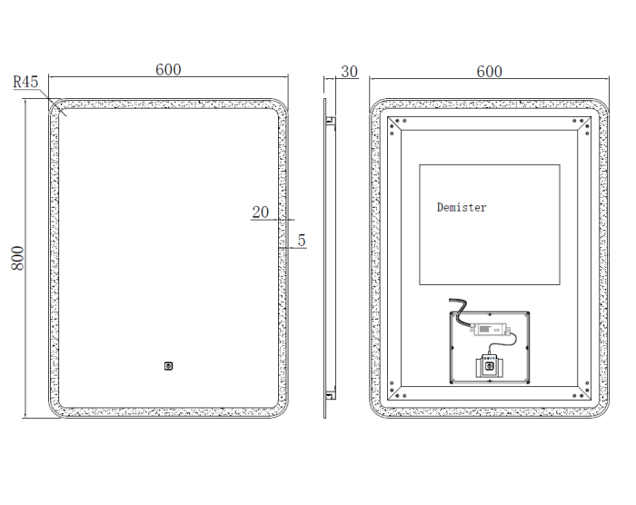 Kartell K-VIT Alder 600 x 800mm LED Mirror - Chrome (AL6080)