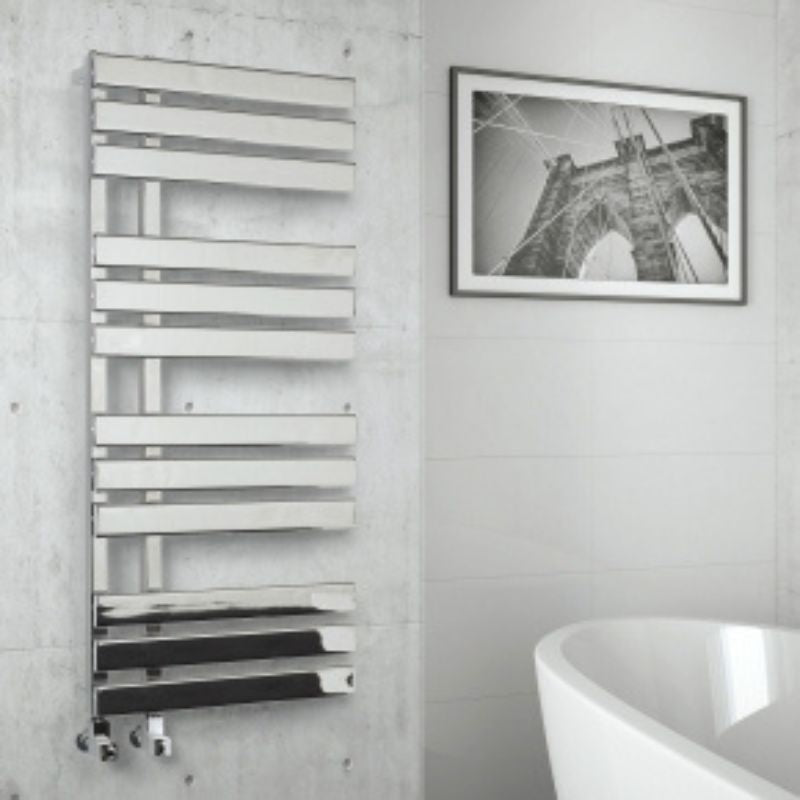 Kartell K-VIT Oregon Designer Towel Radiator 500mm x 1180mm Chrome or Textured Grey (ORE500-1200C)(ORE500-1200A)