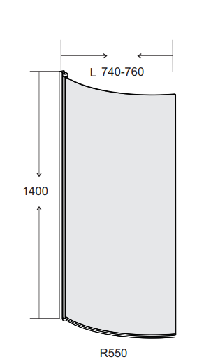 Kartell K-VIT Oblique Curved Bath Screen 6mm (KONCS)