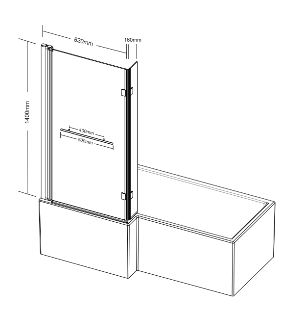Kartell K-VIT Elite L-Shaped Bath Screen with Towel Rail (KONLS)