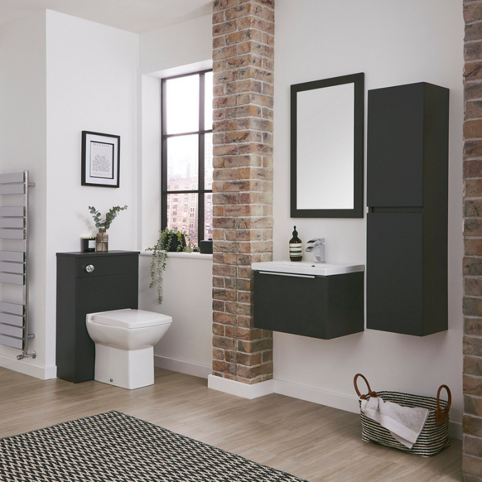 Kartell K-VIT Kore 500mm Wall Mounted Drawer Unit & Ceramic Basin - Matt Dark Grey (KOR500WM-G KOR500BASIN)