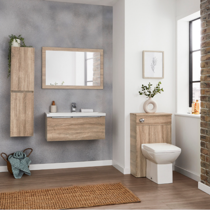 Kartell K-VIT Kore 500mm Wall Mounted Drawer Unit & Ceramic Basin - Sonoma Oak (KOR500WM-O KOR500BASIN)