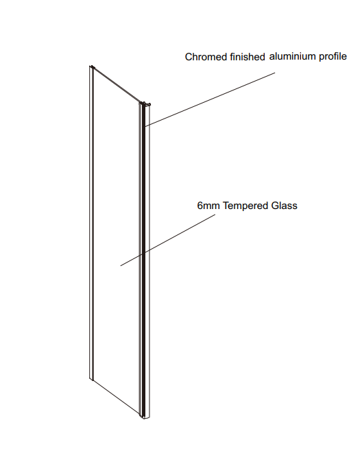 Kartell K-VIT KV6 Frameless Shower Side Panel 700mm (SIX700SP)
