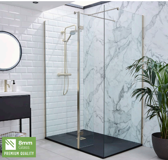 Kartell K-VIT KV8 Wetroom Screen 1200 x 2000mm - Brushed Nickel (KCEIGHT1200W / KCNICK-CONV)