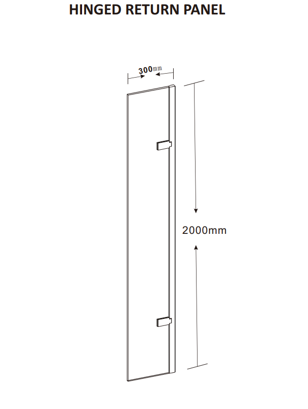 Kartell K-VIT KV8 Hinged Wetroom Return Panel 300mm - Brushed Nickel (KCEIGHT300BN)
