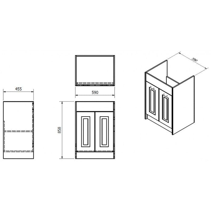 Kartell K-VIT Astley 600mm Floor Standing 2 Door Unit & Ceramic Basin-Matt White (FUR500AS-FUR208AS)