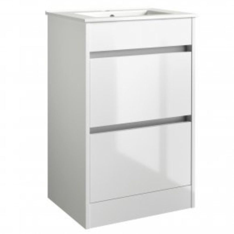 Kartell K-VIT City 500mm Floor Standing Unit & Ceramic Basin - White Gloss (FUR705CI-FUR063PU)
