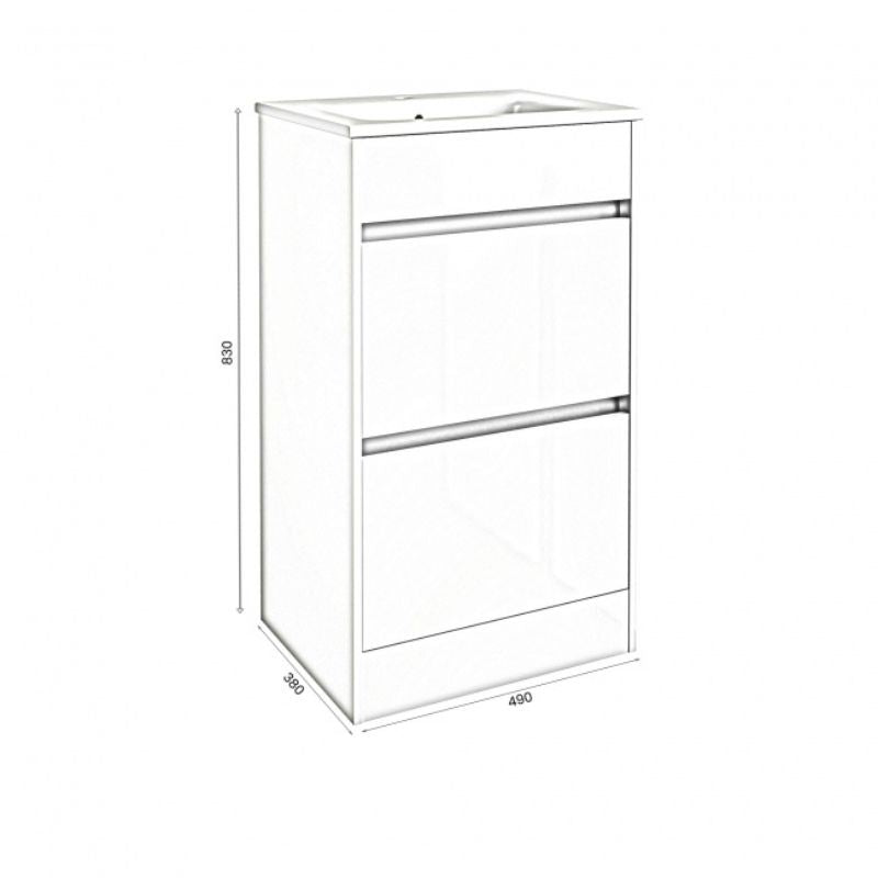 Kartell K-VIT City 500mm Floor Standing Unit & Ceramic Basin - White Gloss (FUR705CI-FUR063PU)