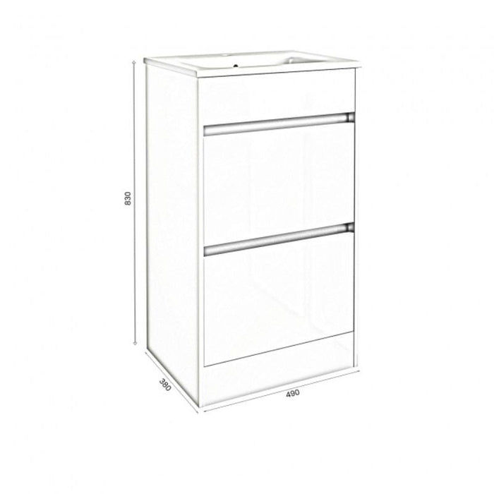 Kartell K-VIT City 500mm Floor Standing Unit & Ceramic Basin - Storm Grey Gloss (FUR706CI-FUR063PU)