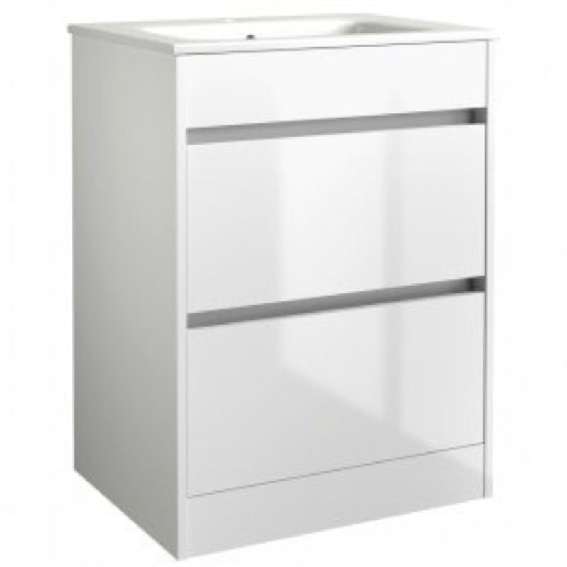 Kartell K-VIT City 600mm Floor Standing Unit & Ceramic Basin - White Gloss (FUR709CI-FUR057PU)