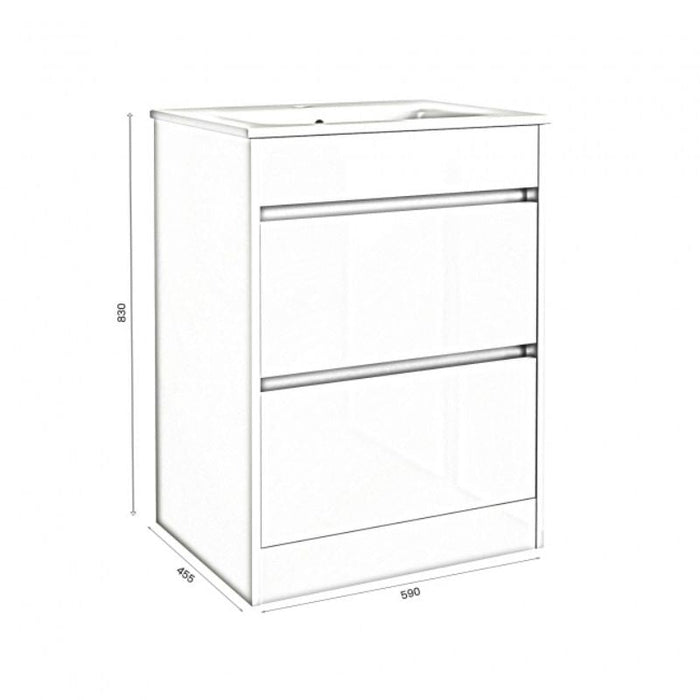 Kartell K-VIT City 600mm Floor Standing Unit & Ceramic Basin - Storm Grey Gloss (FUR710CI-FUR057PU)