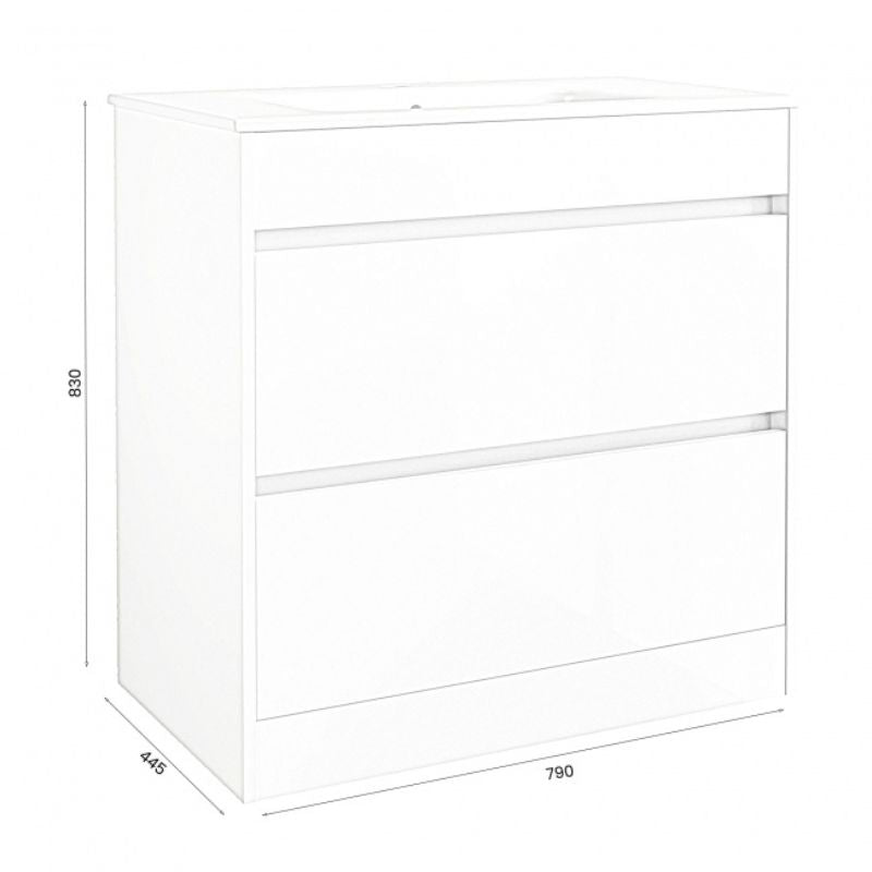 Kartell K-VIT City 800mm Wall Mounted Unit & Ceramic Basin - Storm Grey Gloss (FUR721CI-FUR060PU)
