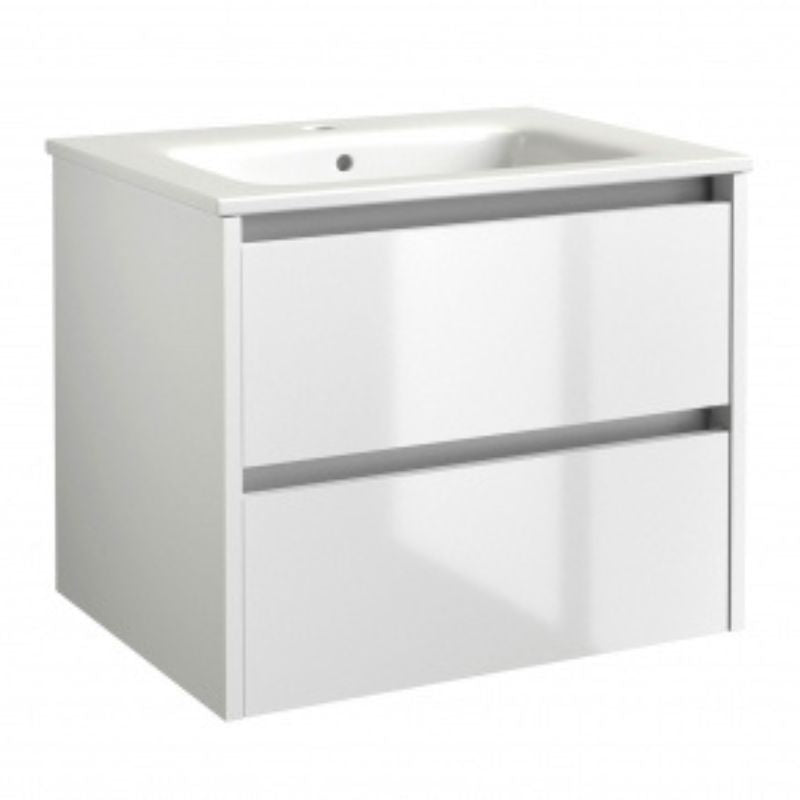 Kartell K-VIT City 800mm Wall Mounted Unit & Ceramic Basin - White Gloss (FUR720CI-FUR060PU)