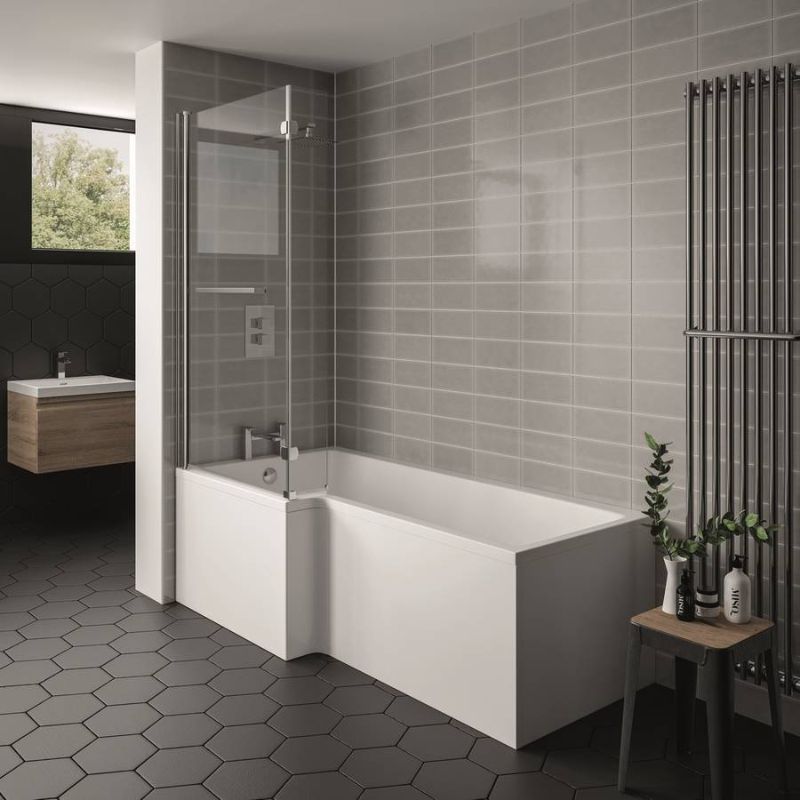 Kartell K-VIT Elite L-Shaped Shower Bath 1600x850mm Left Hand (BAT145EL)
