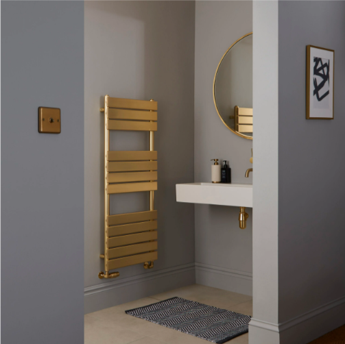 Kartell K-VIT Malibu Designer Towel Rail 500 x 1200mm - Brushed Brass (MAL1200-500BB)
