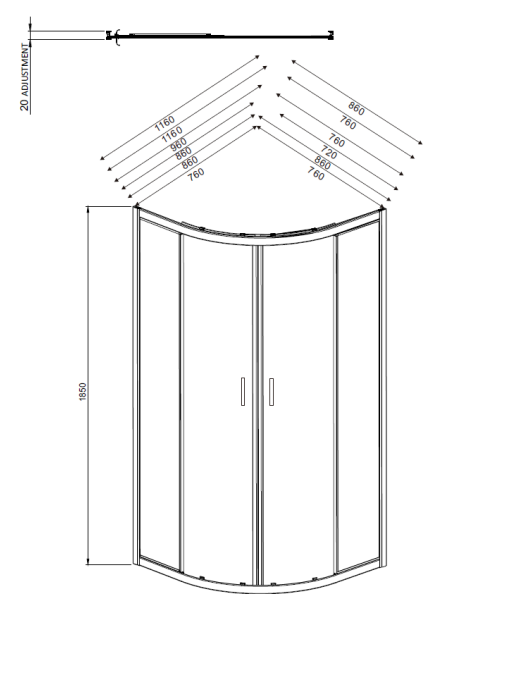 Kartell K-VIT Koncept Quadrant Shower Enclosure 900 x 900mm (6KON900Q)