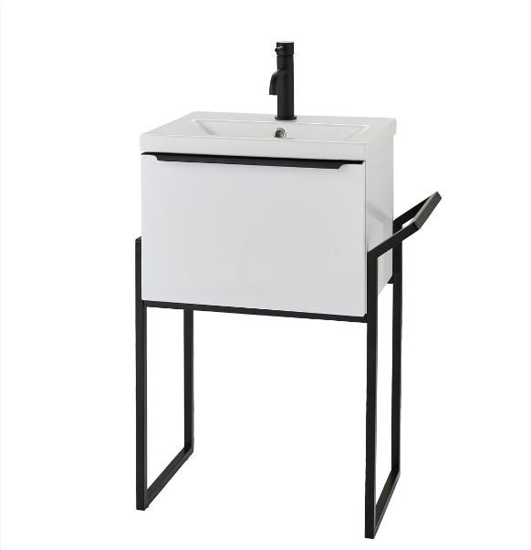 Kartell K-VIT Kore 500mm Wall Mounted Drawer Unit, Basin & Frame - White Gloss (KOR500WM-W KOR500BASIN KOR-FRAME)