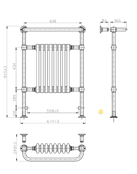 Kartell K-VIT Crown Heated Towel Rail 675 x 945mm (LAS)