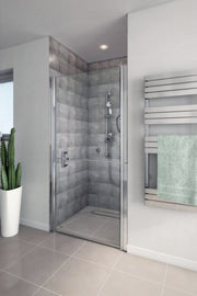 AKW Larenco Duo alcove glass shower door with split upper and lower sections