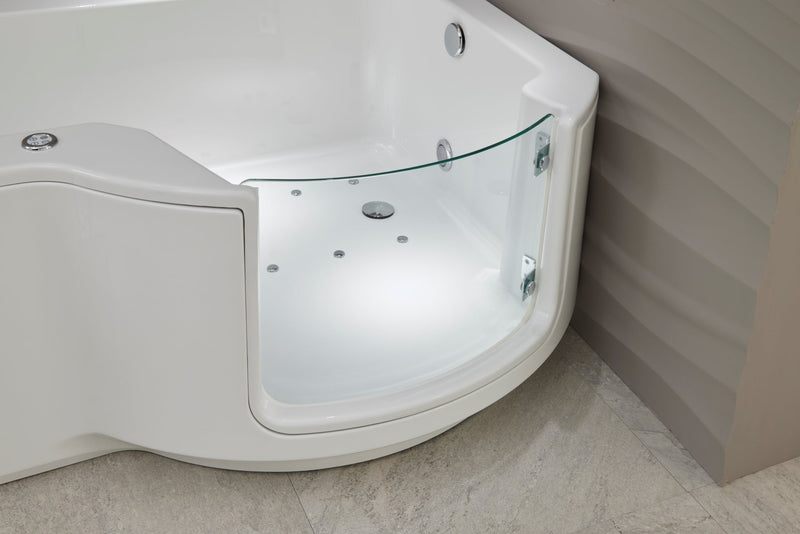 Access Louisiana walk in bath rounded glass shower screen