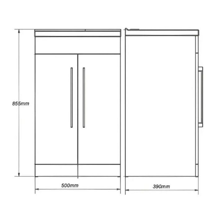 Kartell K-VIT Purity 500mm Floor Standing 2 Door Unit & Mid Depth Ceramic Basin White Gloss (FUR125PU-FUR064PU)