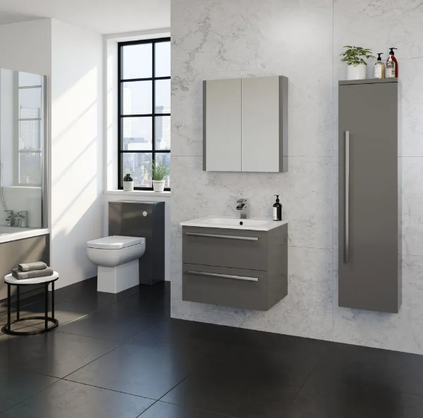 Kartell K-VIT Purity 800mm Mirror Cabinet - Storm Grey Gloss (FUR098PU)