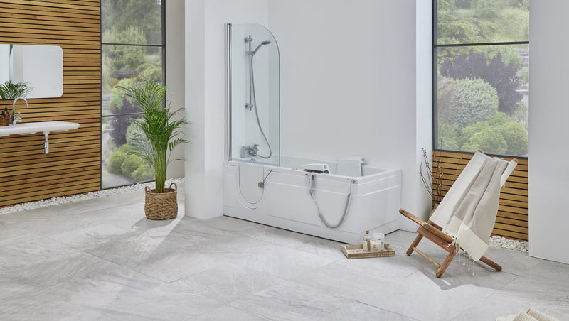 Access Montana walk in bath with glass shower screen