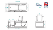 Access Montana walk in bath with powered seat 1500mm and 1675mm