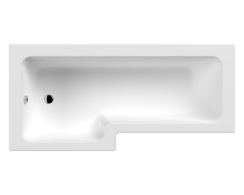 Nuie L-Shaped Left-Hand Square Shower Bath 1800 x 850mm with legs