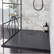 Kartell K-VIT Naturals stone effect graphite rectangular shower tray