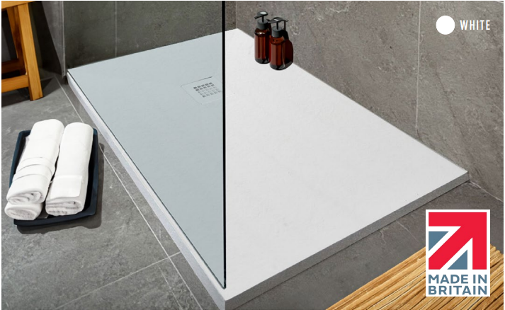 Kartell K-VIT Naturals Stone Effect White Shower Tray 1400x900mm (STOR1409WT)