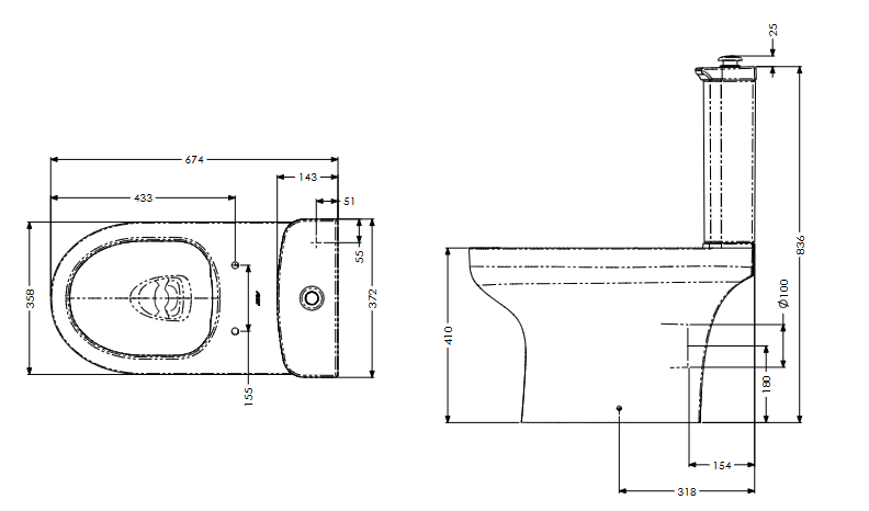 AKW Navlin Standard Height Close Coupled WC Suite (28327)