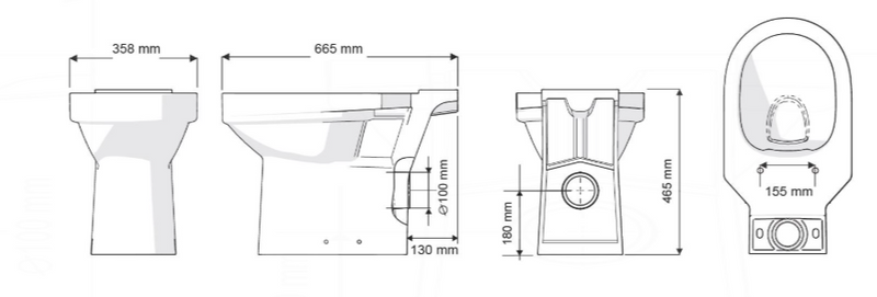AKW Navlin Raised Height Close Coupled 650mm WC Suite, Push Button (28323PB)