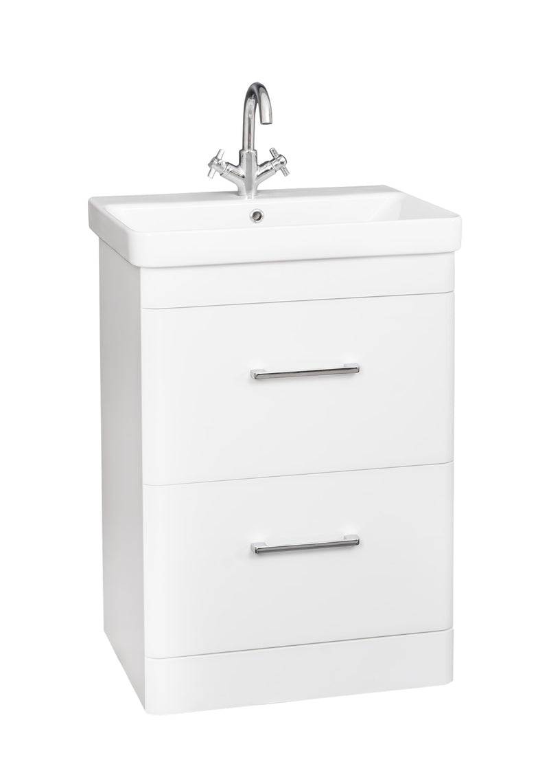 Kartell K-VIT Options 24 600mm 2 Drawer Floor Standing Unit- White Gloss & Matt Cool Grey(OPT600DR-WT FUR149ME)(OPT600DR FUR149ME))