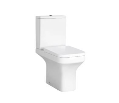 Kartell K-VIT Ozone Square rimless close coupled WC pan in gloss white, POT026OZ