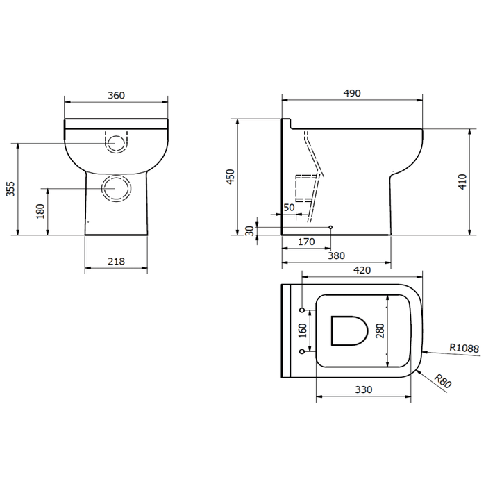 Kartell K-VIT Options 600 Back To Wall Rimless WC Pan-White Gloss (POT071OPR)