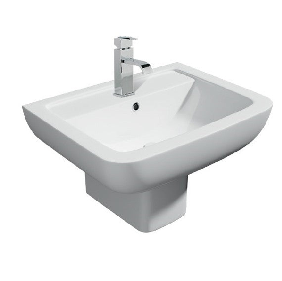 Kartell K-VIT Options 600 550mm 1 Tap Hole Basin with Pedestal Options-White Gloss (POT085OP)