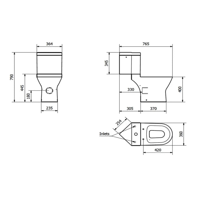 Kartell K-VIT Series 600 Close Coupled Corner Cistern-White Gloss (POT456SE)