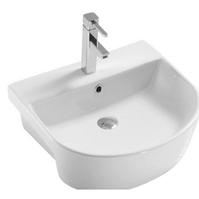 Kartell K-VIT Kameo 560mm 1 Tap Hole Semi Recessed Basin-White Gloss (POT545KA)